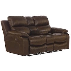 Positano Italian Top Grain Leather Match Power Reclining Console Loveseat
