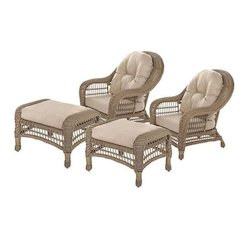Outdoor Garden 4 Pc Conversation Set With Ottomans