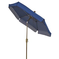 7.5' Hex Garden Tilt Umbrella 6 Rib Crank In Navy Blue Vinyl Coated Weave