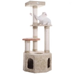 Soft Heavy-Carpet Real Wood Cat Furniture With Condo For Large Cat