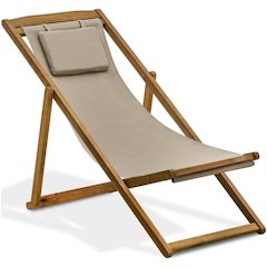 East West Furniture Modern Outdoor Patio Garden Camping Chairs - Beacher Monroe Polyester Fabric Relax Chairs Set of 2 - Natural Oil Finish