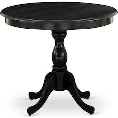 East West Furniture 1-Piece Modern Table with Round Wire Brushed Black Table top and Wire Brushed Black Pedestal Leg Finish
