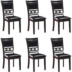 Gia Ebony Wood Dining Chair with PU Seat (Set of 6)