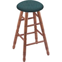 Oak Round Cushion 24" Swivel Counter Stool with Turned Legs, Medium Finish, and Graph Tidal Seat