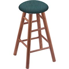 Oak Round Cushion 24" Swivel Counter Stool with Smooth Legs, Medium Finish, and Graph Tidal Seat