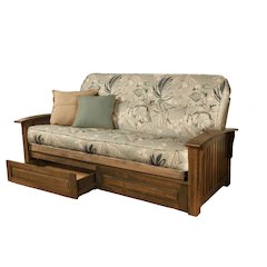 Washington Frame-Rustic Walnut Finish-Takara Rain Mattress-Storage Drawers