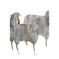 Set Of Three Corrugated Metal Christmas Sheep Yard Art