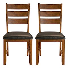Mango Upholstered Side Chairs with Distressed Finish and Rustic Style, Set of 2