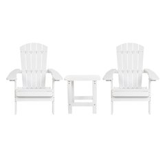 2 Pack All-Weather Poly Resin Folding Adirondack Chair with Side Table