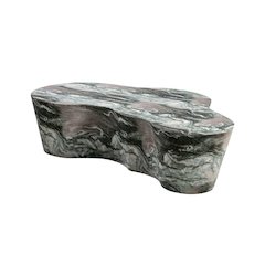 Modern Gray Stone Coffee Table with Marble Veneer Concrete Finish