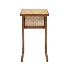 Wood Side Table With Woven Cane Detail