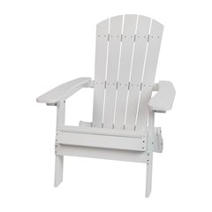 All-Weather Poly Resin Indoor/Outdoor Folding Adirondack Chair in White