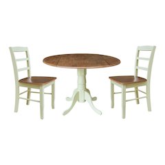42" Dual Drop Leaf Dining Table with 2 Madrid LadderBack Chairs
