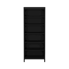 Adjustable 6 Shelf Bookcase, Open Storage Home Office Bookshelf, Black Matte