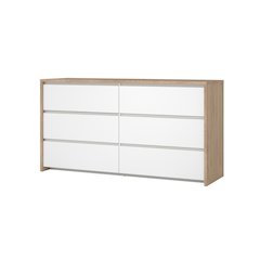 Next 6 Drawer Double Dresser, Jackson Hickory/White High Gloss