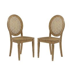 Cane-Back Dining Chair Set with Natural Finish and Comfortable Seating