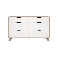 Ikast 6 Drawer Double Dresser, Jackson Hickory/White
