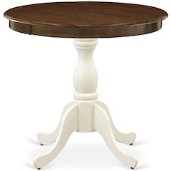 East West Furniture Dinning Table - Walnut Table Top and Linen White Pedestal Leg Finish