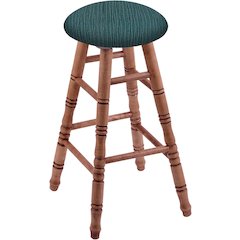 Maple Round Cushion 24" Swivel Counter Stool with Turned Legs, Medium Finish, and Graph Tidal Seat
