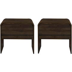Mara 15.7 in Walnut Rectangular Wood End Table (Set of 2)