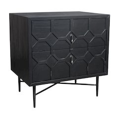 Samara 2-Drawer Small Nightstand - Black