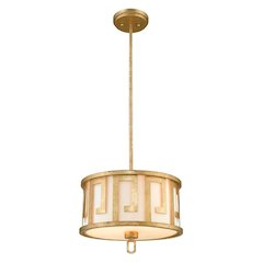 Lemuria 2 Light Medium Pendant - Lacquered Black Gold, Ivory Shade