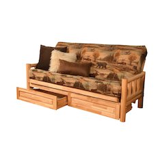 Lodge Frame-Natural Finish-Canadian Mattress-Storage Drawers