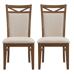 Brown Upholstered Dining Chairs Set with Ergonomic Armrests, 2-Pack