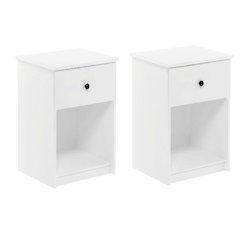 White Nightstands with Spacious Drawer Set of 2 for Bedroom Storage