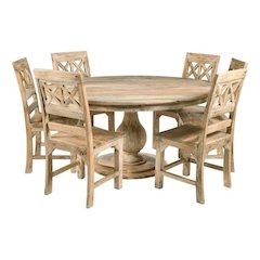 Jenna 60" Round Dining Table with 3 Sets of Chairs