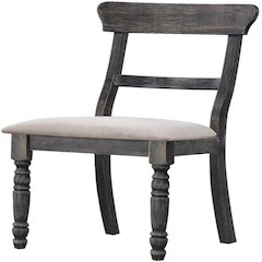 Leventis Side Chair (Set-2) Light Brown Linen & Weathered Gray