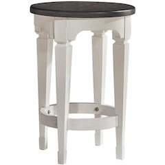 Allyson Park Console Stool in Wirebrushed White w/ Charcoal Top