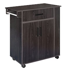 Better Home Products Shelby Rolling Kitchen Cart with Storage Cabinet - Tobacco