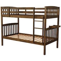 Claire Twin Wood Bunk Bed with Tray in Brown-Mattresses Not Included