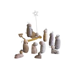 Set Of Twelve River Rock Nativity Scene