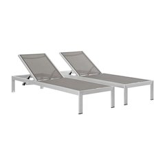 Durable Aluminum Outdoor Lounge Chaise Set - Adjustable Backrest For Relaxation