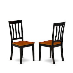 Antique Kitchen Dining Chairs - Slat Back Wooden Seat Chairs, Set of 2