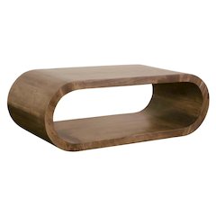 Porter Designs Ellipse Solid Acacia Wood Coffee Table, Brown