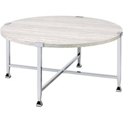 Brecon Coffee Table White Oak & Chrome