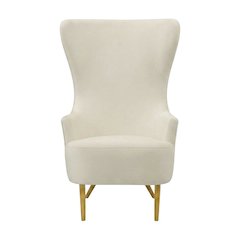 Cream Wingback Armchair with Padded Upholstery and Stylish Design