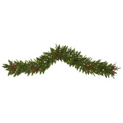 6ft. Christmas Pine Artificial Garland with 50 Warm White LED Lights and Berries