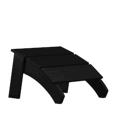 Modern All-Weather Poly Resin Wood Adirondack Chair with Foot Rest in Black