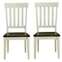 Chalk and Cocoa Slatback Side Chair with Solid Rubberwood Seat