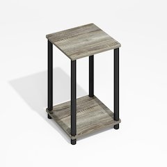 Turn-N-Tube End Table, Side Table, Grey Oak/Black
