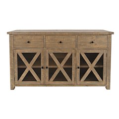 Carlyle Crossing Modern Rustic Buffet Server Storage Cabinet with Three Doors