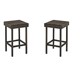 Brown Wicker Bar Stools Set of 2 for Patio, Outdoor Seating Comfort