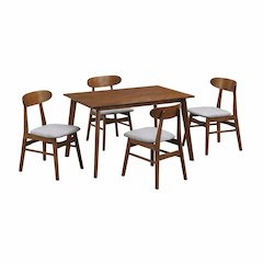 Furniture Morocco 5-Piece Mid-Century Wood Dining Set in Gray