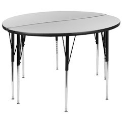 2 Piece 47.5" Circle Wave Flexible Grey Thermal Laminate Activity Table Set - Standard Height Adjustable Legs