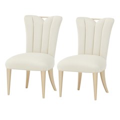 Elegant Upholstered Dining Chairs Set of 2 – Champagne Finished Side Chairs