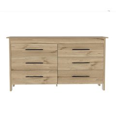 HMS 6 Drawer Double Dresser Light Oak / White MDF